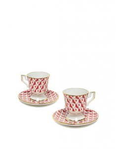 Espresso Cup & Saucer Set of 2 in Cubi Rosso - Homeware | La DoubleJ