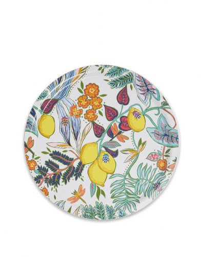 Round Printed Tray in Botanical - Homeware | La DoubleJ