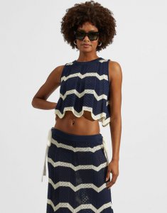 Chevron Top in Navy / Avorio for Women | La DoubleJ