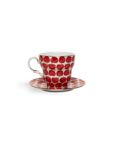 Big Mama Cup And Saucer in Cherries Avorio - Homeware | La DoubleJ