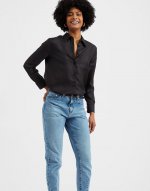 Boy Shirt in Solid Black for Women | La DoubleJ