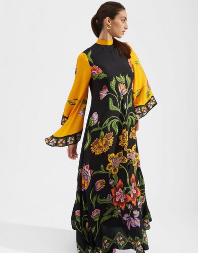 Magnifico Dress (Placee) in Folk Flowers Nero Placee for Women | La DoubleJ