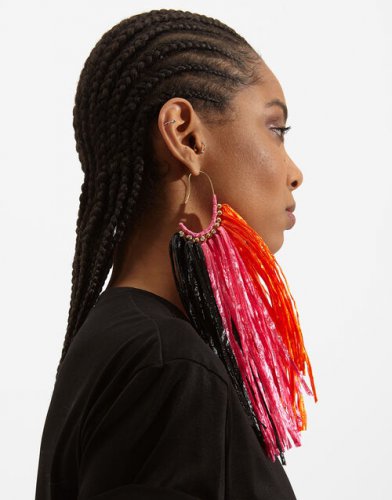 Fringe Earrings in Multicolor Rosa/Arancio/Nero for Women | La DoubleJ