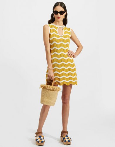 Wavy Mini Dress in Avorio / Giallo for Women | La DoubleJ