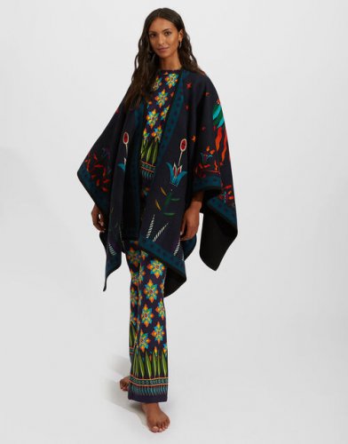 Reversible Poncho (Placee) in Isis Nero Placee for Women | La DoubleJ