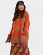 Argyle Sweater in Camel/Orange for Women | La DoubleJ