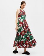 Sleeveless Big Dress in Big Blooms Bianco for Women | La DoubleJ