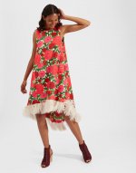 La Scala High Dress (With Feathers) in Pink Dahlias for Women | La DoubleJ