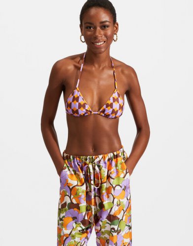 Triangle Bikini Top in Mezzaluna Orange for Women | La DoubleJ