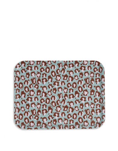 Rectangular Printed Tray in Lady Leopard Acqua - Homeware | La DoubleJ