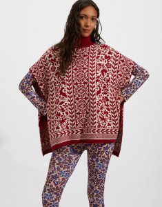 High Neck Poncho in Norwegian Bicolore for Women | La DoubleJ