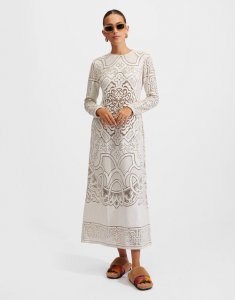 Lacey Swing Dress in Solid White Smoke for Women | La DoubleJ