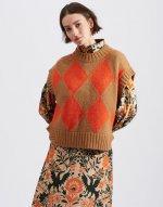 Argyle Gilet in Camel / Orange for Women | La DoubleJ