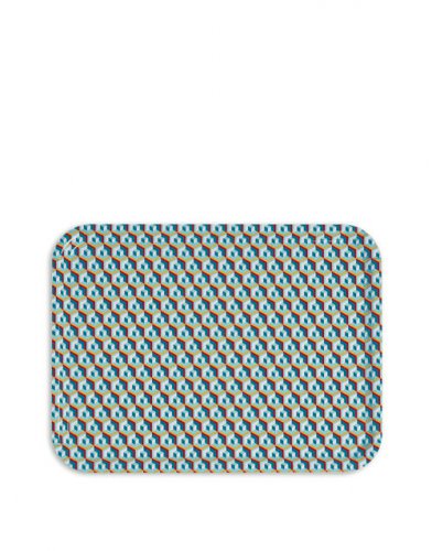 Rectangular Printed Tray in Cubi Blu - Homeware | La DoubleJ