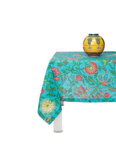 Small Tablecloth in Dragon Flower Turchese - Homeware | La DoubleJ