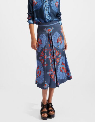 Santa Monica Skirt (Placee) in Folky Hearts Blue Placee for Women | La DoubleJ