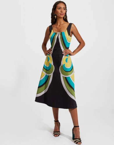 Sophia Dress (Placee) in Rainbow Swirl Verde Placee for Women | La DoubleJ