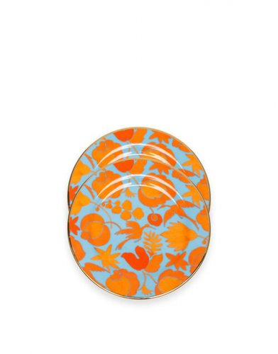 Dessert Plate Set of 2 in Wildbird Azzurro/Arancio - Homeware | La DoubleJ