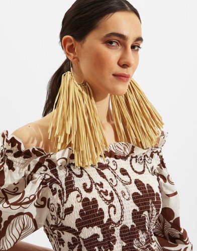 Fringe Earrings in Ecru for Women | La DoubleJ