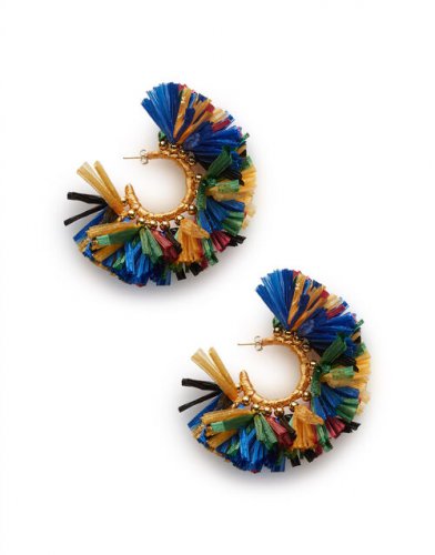 Hoop Earrings in Multicolor Blu/Verde for Women | La DoubleJ