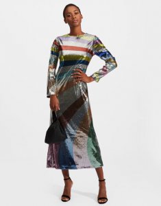 Supremes Swing Dress (Placee) in Rainbow Sequins Placee for Women | La DoubleJ