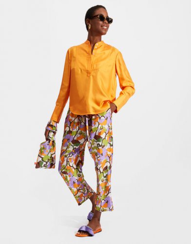 Portofino Shirt in Solid Orange for Women | La DoubleJ