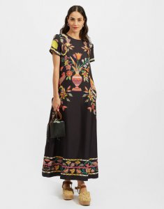 Swing Dress (Placed) in Borboni Placee Nero for Women | La DoubleJ