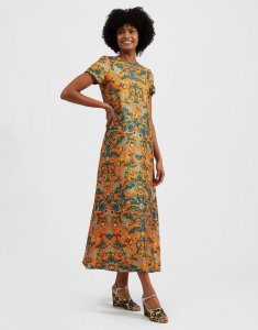 Swing Dress in Tree Of Life Arancio for Women | La DoubleJ