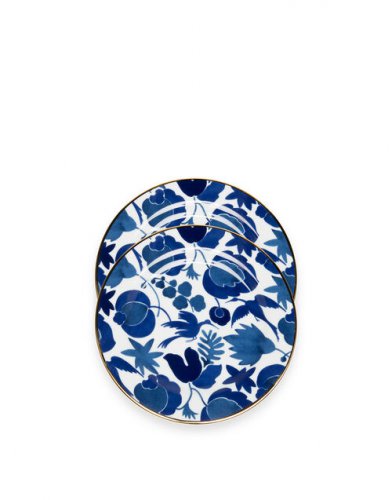 Dessert Plate Set of 2 in Wildbird Blu/Bianco - Homeware | La DoubleJ