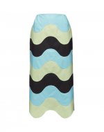 Pencil Skirt Intarsio Waves in Color Block Nero for Women | La DoubleJ