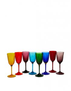 Wine Rainbow Glasses Set Of 8 in Rainbow - Homeware | La DoubleJ