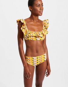 Ruffle Bikini Top in Third Eye for Women | La DoubleJ