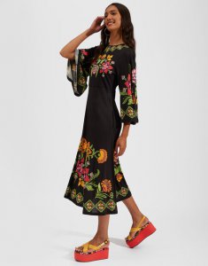 Sorella Dress (Placee) in Folk Flowers Nero Placee for Women | La DoubleJ