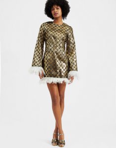 Twiggy Dress (With Feathers) in Leopard Chine' for Women | La DoubleJ