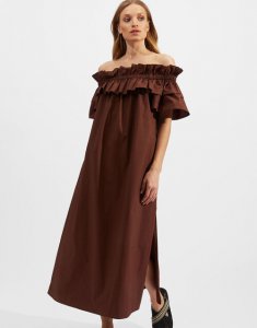 Breakfast Dress in Solid Brown for Women | La DoubleJ