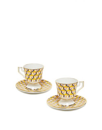 Espresso Cup & Saucer Set of 2 in Cubi Giallo - Homeware | La DoubleJ