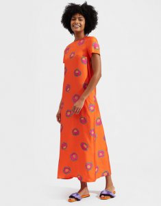 Swing Dress in Papaveri Arancio for Women | La DoubleJ