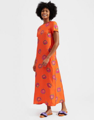 Swing Dress in Papaveri Arancio for Women | La DoubleJ