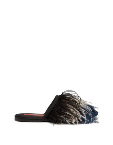 Feather Slipper in Solid Black for Women | La DoubleJ