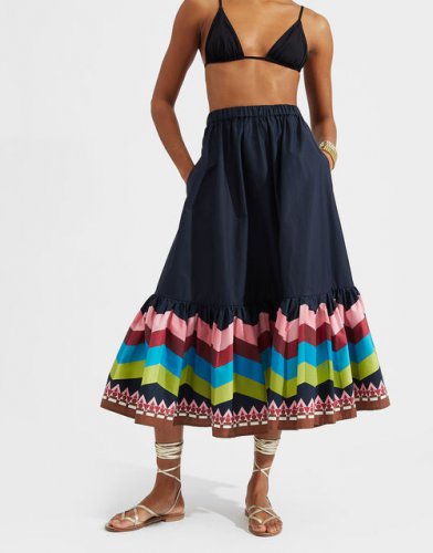 Sunset Skirt (Placee) in Sunset Navy Placee for Women | La DoubleJ