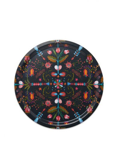 Round Printed Tray in Turning Tulips - Homeware | La DoubleJ