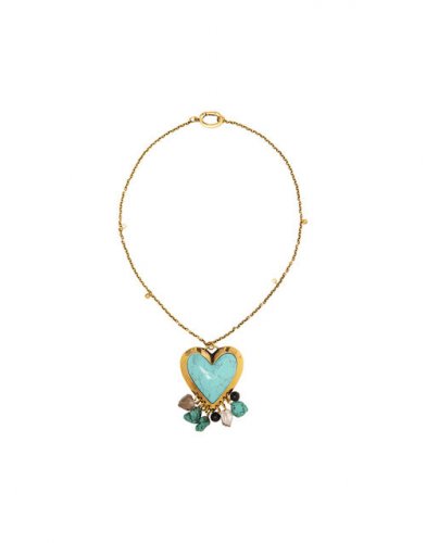 Cuore Grande Necklace in Solid Acquamarine for Women | La DoubleJ