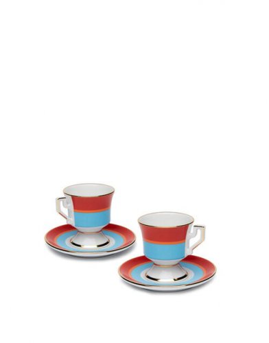 Espresso Cup & Saucer Set of 2 in Rainbow Azzurro - Homeware | La DoubleJ