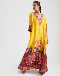 Muumuu Dress (Placee) in Folk Flowers Giallo Placee for Women | La DoubleJ