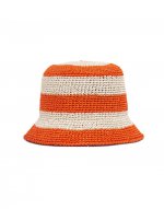 Bucket Hat Raffia in Bicolore Arancio for Women | La DoubleJ