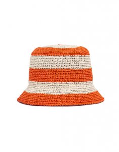 Bucket Hat Raffia in Bicolore Arancio for Women | La DoubleJ