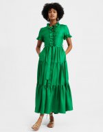 Long & Sassy Dress - Tinta Unita Verde in Silk in Solid Green for Women | La DoubleJ